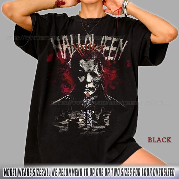 Michael Myers Halloween Shirt, Horror Movie Graphic Tee, Slasher Film T-Shirt,Black Color,Size 2XL