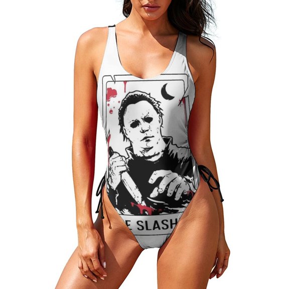 Michael Myers Halloween Women’s Trendy Monokini Swimwear Sexy One-Piece Swimsuit Soft Quick-Dry Bikini Bathing Suit S
