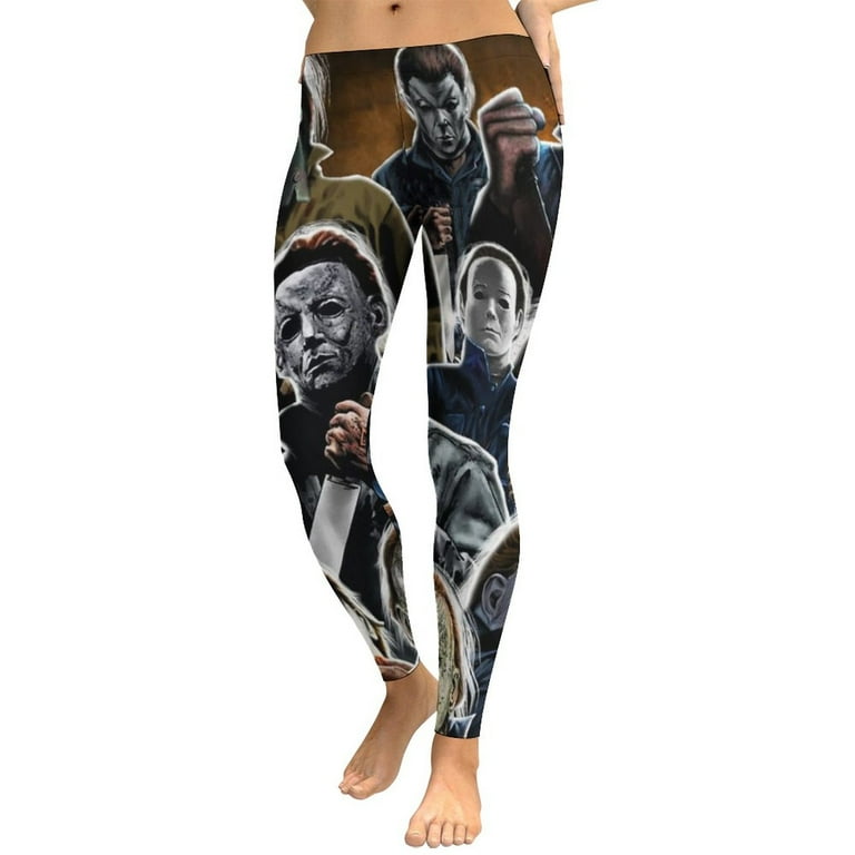 Michael Myers Halloween Womens Athletic Leggings Soft High Waist Yoga Pants Workout Pants for Sports M