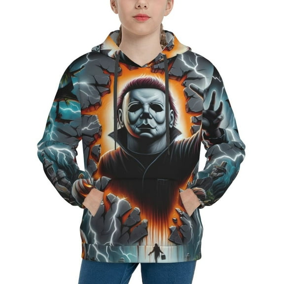 Michael Myers Hoodie, Casual Unisex Youth Hoodie, Fashion Novelty Long Sleeve Pullover Sweatshirt Hooded For Kid, Teens And Adults