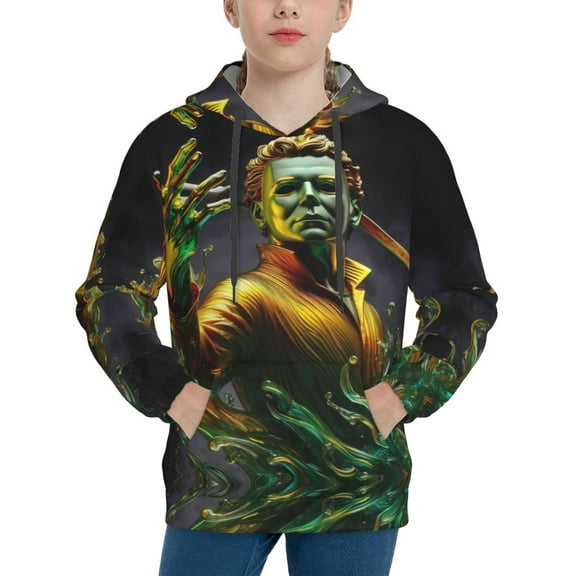 Michael Myers Hoodie, Casual Unisex Youth Hoodie, Fashion Novelty Long Sleeve Pullover Sweatshirt Hooded For Kid, Teens And Adults