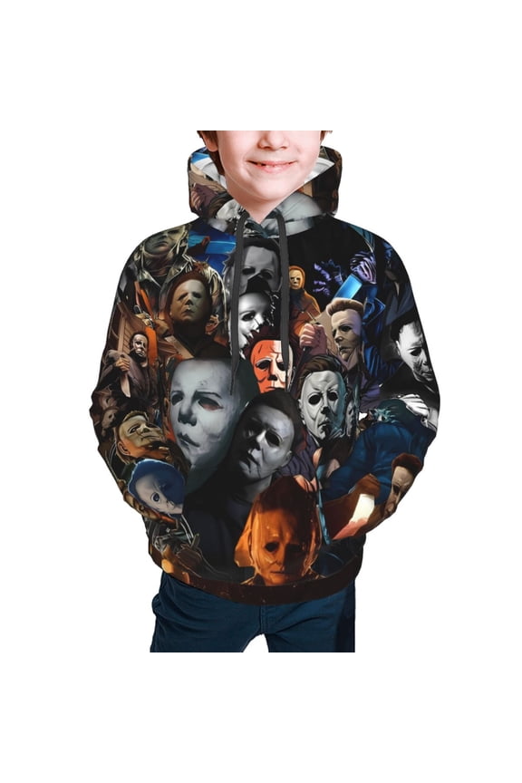 Michael Myers Hoodies Pullover For Boys Girls 3d Printed Hooded Sweatshirt Long Sleeves Large