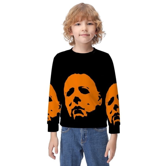 Michael Myers Horror Halloween Children Pullover Sweater Sweatshirts Fashion 3D Printed Crew Neck Pullover For Boys Girls
