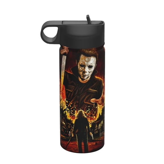 Michael Myers Insulated Water Bottle, 18oz Vacuum Stainless Steel Sports Kettle With Straw Lid, Leakproof Drinking Thermos Cup For Outdoor Gym Travel