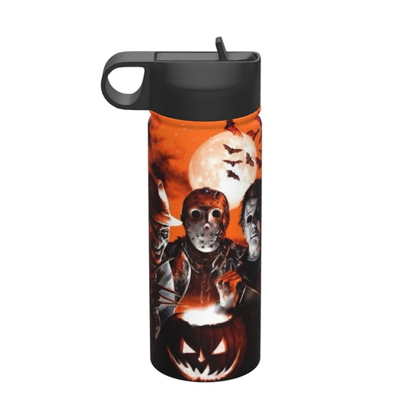 Michael Myers Insulated Water Bottle, 18oz Vacuum Stainless Steel Sports Kettle With Straw Lid, Leakproof Drinking Thermos Cup For Outdoor Gym Travel