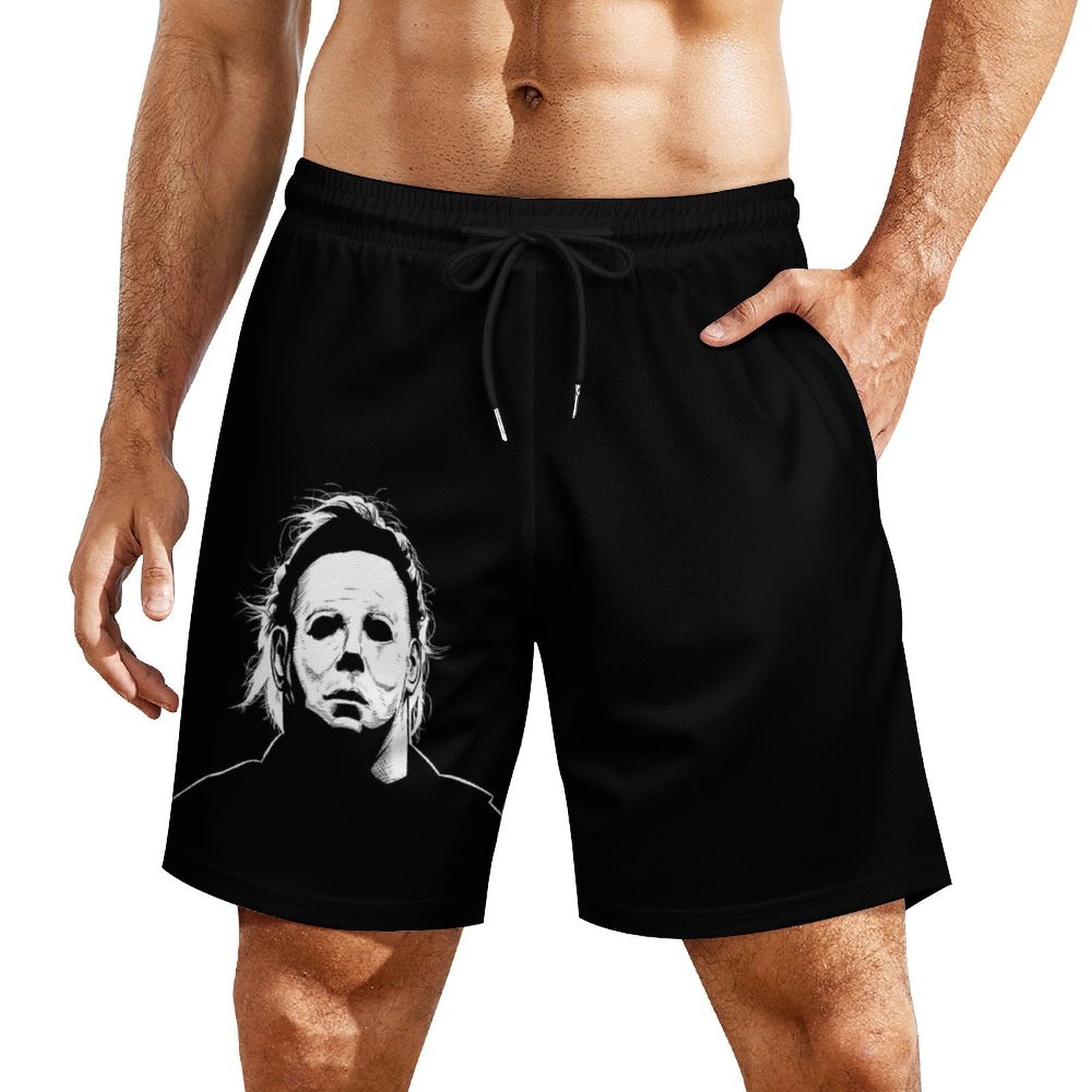 Michael Myers Movie Men s Board Shorts Swim Trunks Quick Dry Beach Short Swimwear Bathing Suit Summer Swim Shorts with Compression Liner And Pockets