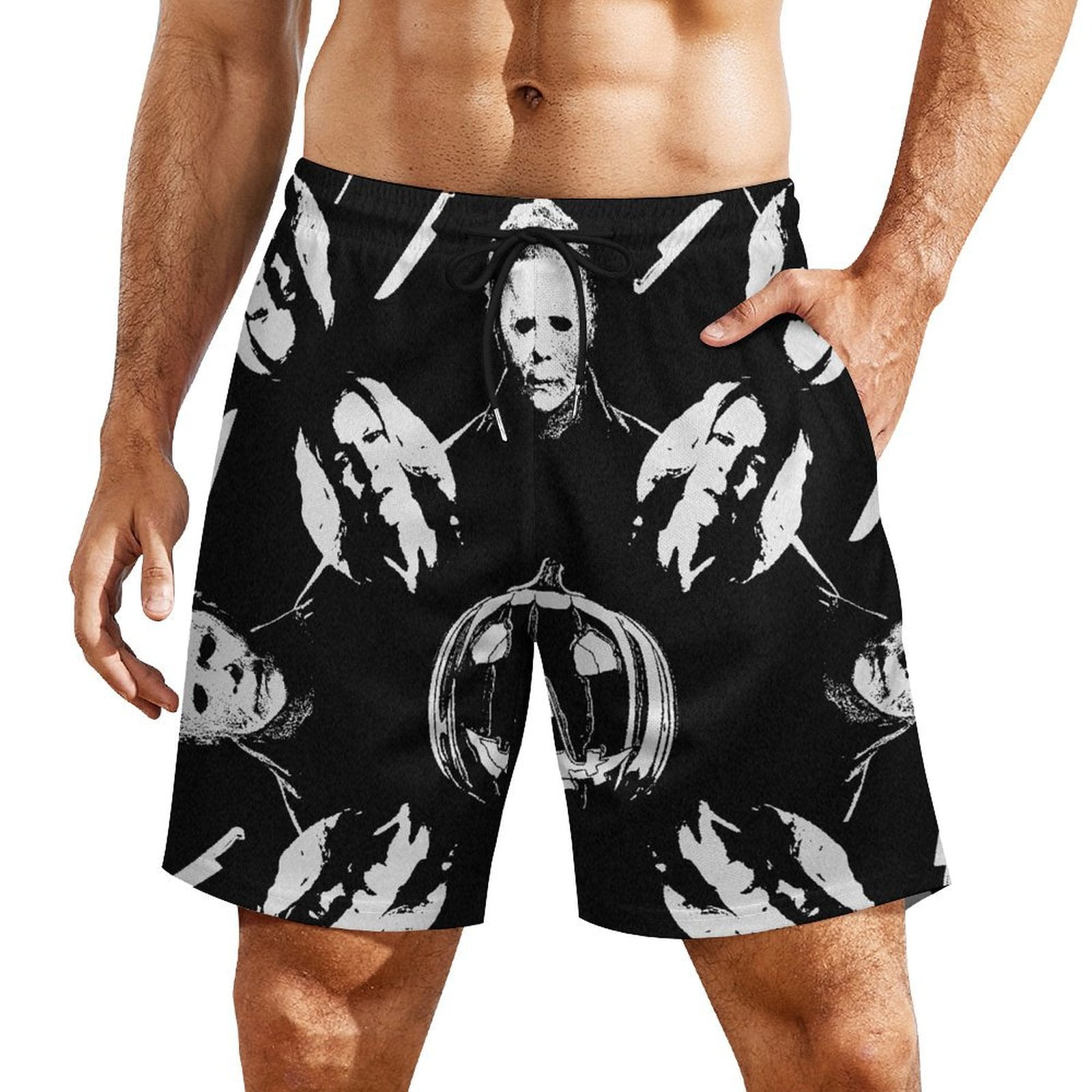 Michael Myers Pattern Men's Board Shorts Swim Trunks Quick Dry Beach ...