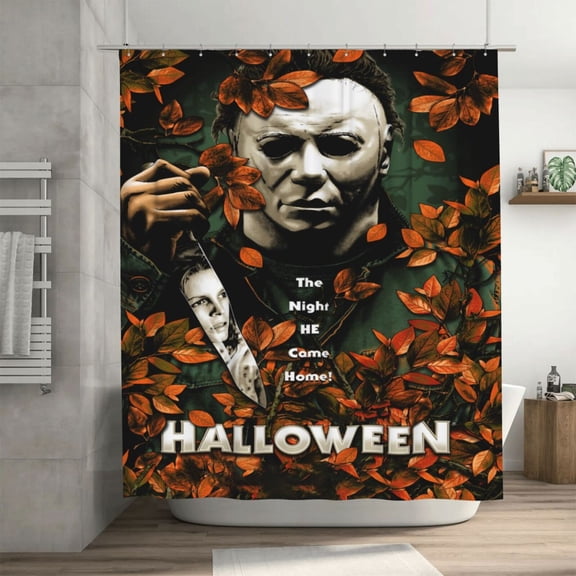Michael Myers Shower Curtain, Waterproof Washable Decorative Shower Curtain for Bathroom Bathtub, Bath Accessories Decor Set with 12 Hooks 72x72Inch Iron