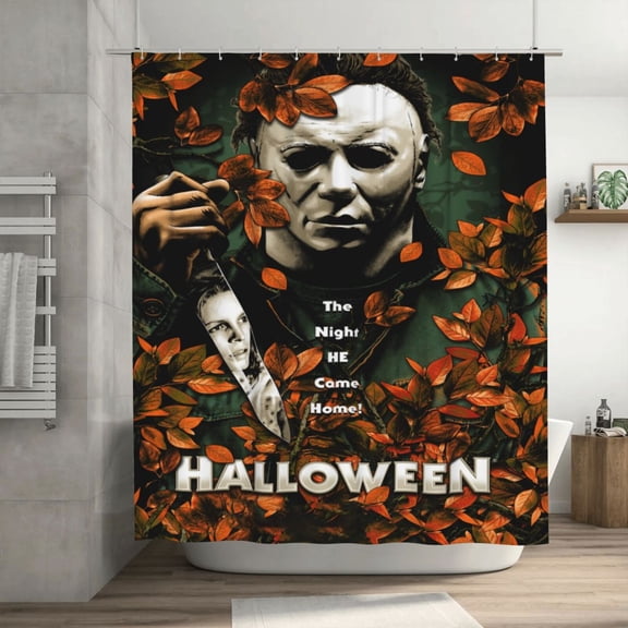 Michael Myers Shower Curtain, Waterproof Washable Decorative Shower Curtain for Bathroom Bathtub, Bath Accessories Decor Set with 12 Hooks 72x72Inch Plastic
