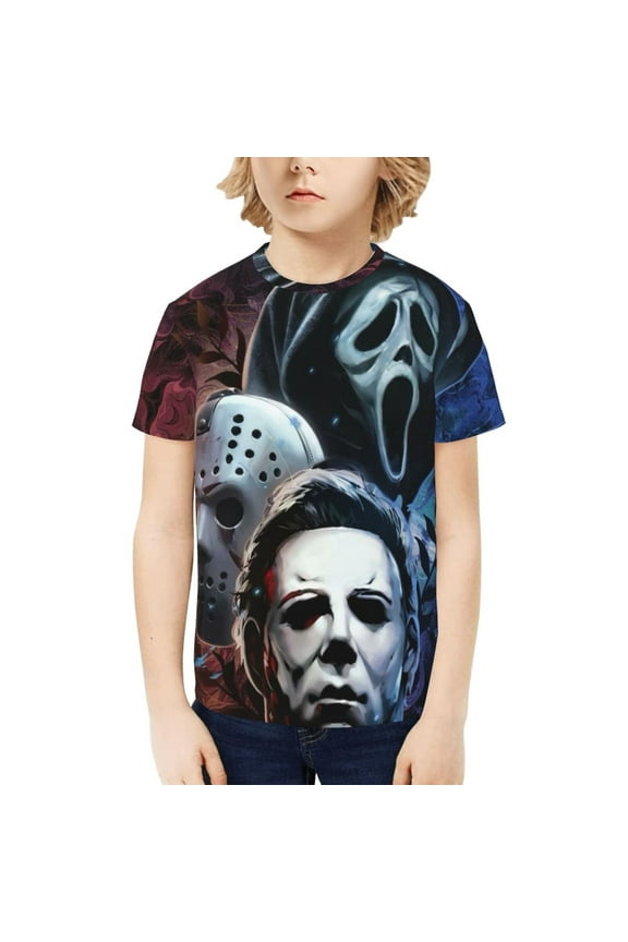 Michael Myers T-Shirt for Boys Girls Youth, 3D Printed Graphic T-Shirts Short Sleeve Summer Casual Tee Shirts for Kids