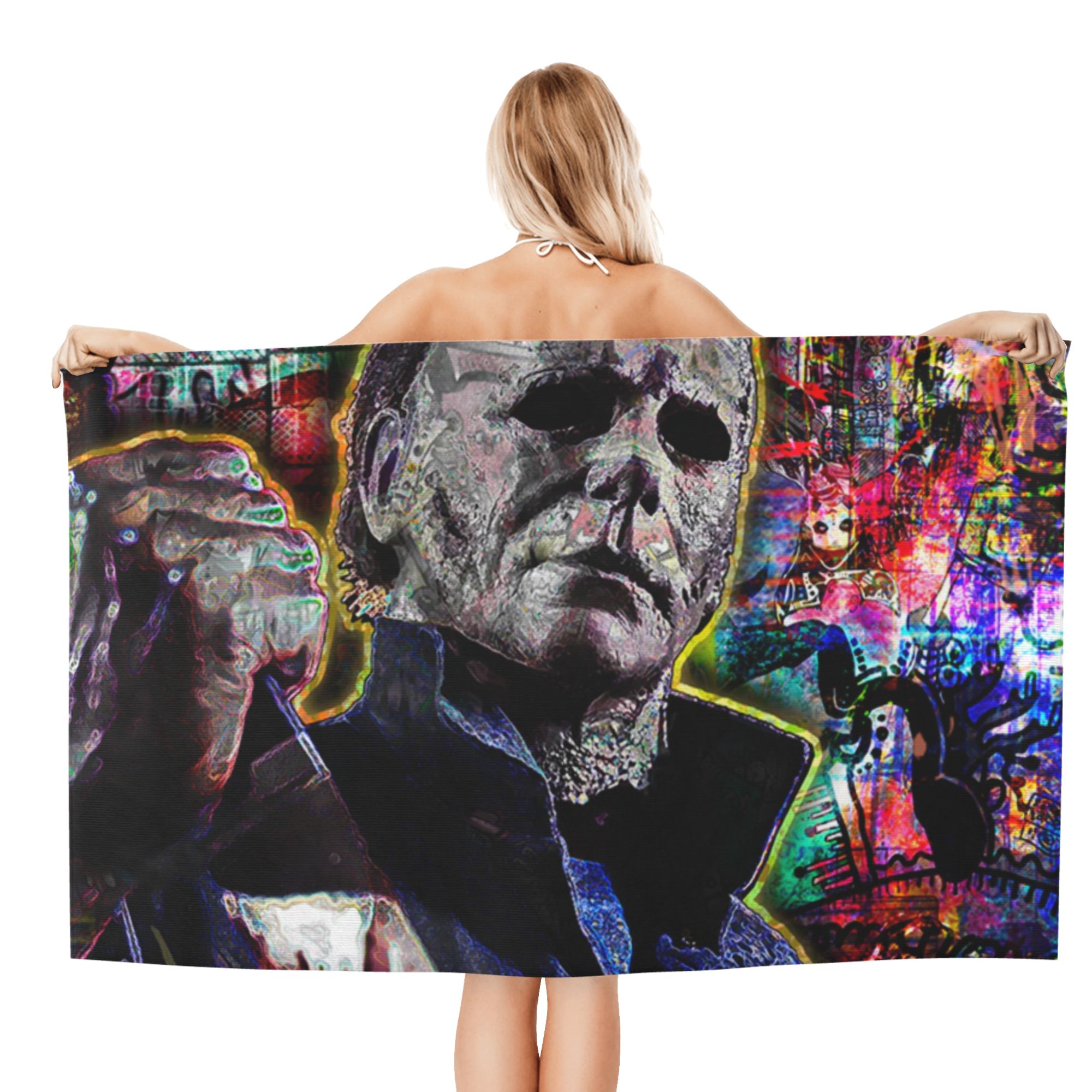 Michael Myers Towel, Hororr Movie Beach Towel, Microfiber Oversized