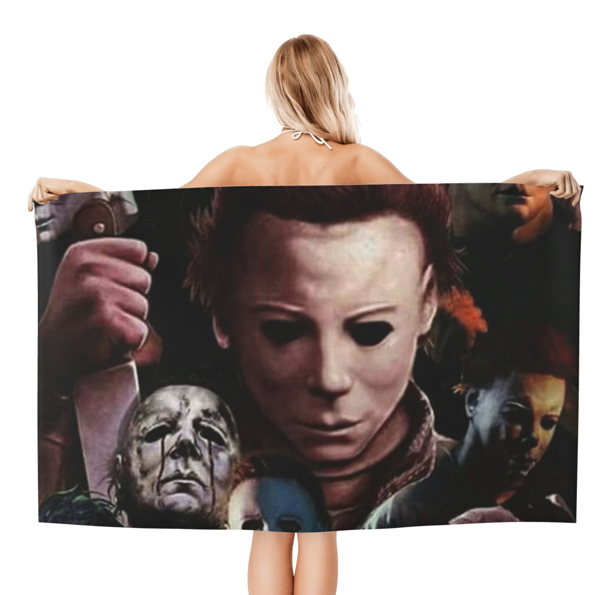 Michael Myers Towel, Hororr Movie Beach Towel, Microfiber Oversized