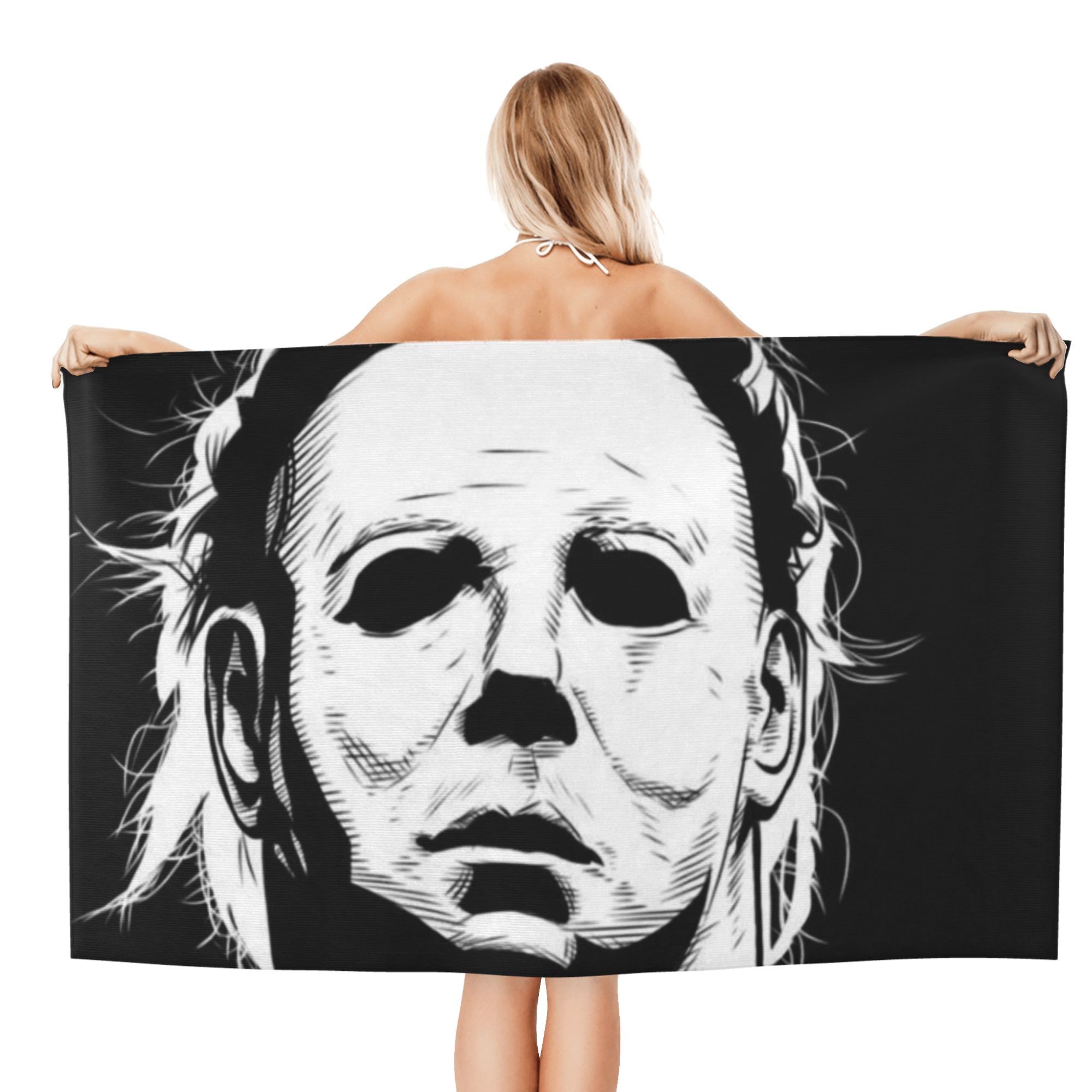 Michael Myers Towel, Hororr Movie Beach Towel, Microfiber Oversized