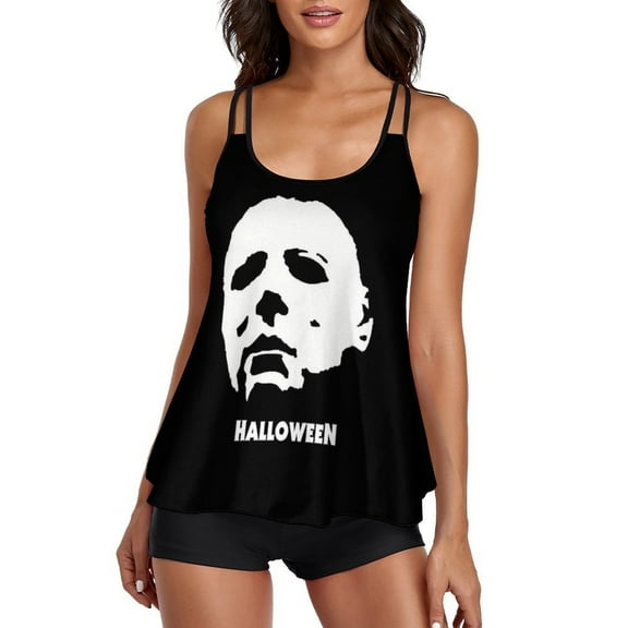 Michael Myers Women's Tankini Swimsuits Tank Tops Swimwear with Shorts Tummy Control Bathing Suits Two Piece Tankini Sets