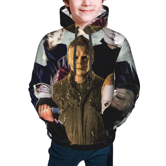 Michael Myers Youth Hoodies Sweatshirt Teen Pullover Hooded Clothes With Pocket For Boys Girls Clothing
