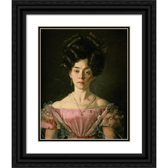 Michael Neder 20x24 Black Ornate Framed Double Matted Museum Art Print Titled: Young Lady (1829)