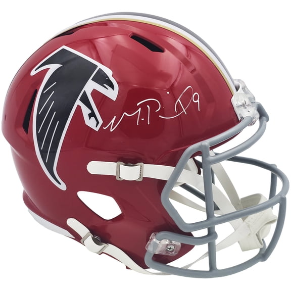 Michael Penix Jr. Autographed Atlanta Falcons 1966-69 Throwback Red Full Size Speed Replica Helmet Beckett BAS Witness 242566