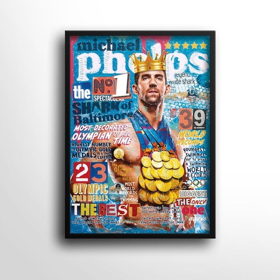 Michael Phelps Poster, Shark of Baltimore, Swimmer Art Physical Wall Art , Poster Print Only