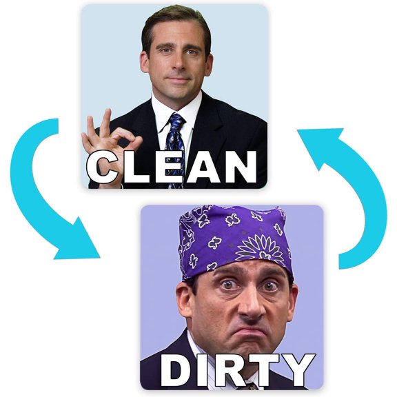 Michael Scott Prison Mike Dishwasher Magnet Clean Dirty Sign Sticker Strongest Magnet Double Sided Flip with Metal Magnetic Plate Universal Kitchen Dish Washer Reversible Indicator