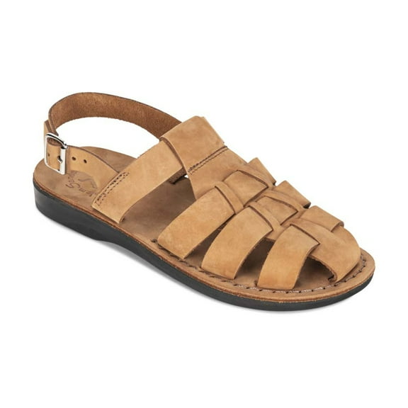 Michael - Slingback Leather Fisherman Sandal | Camel Brown Nubuck