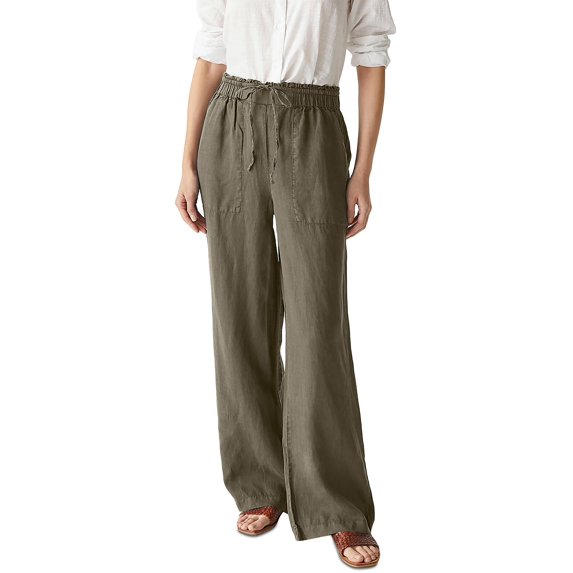 Michael Stars Womens Drawstring Stretch Wide Leg Pants