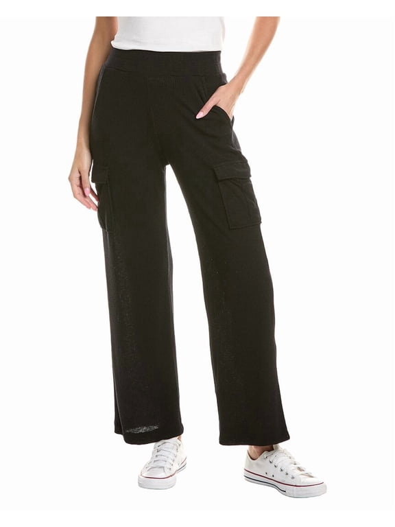 womens Avery Ribbed Cargo Pant, l, Black