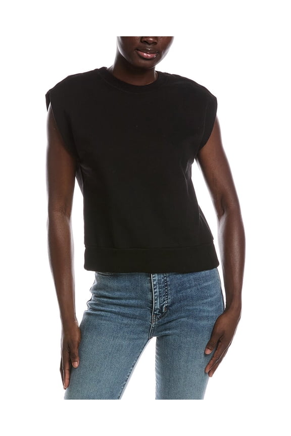 womens Brooklyn Power Shoulder Sweatshirt, l, Black