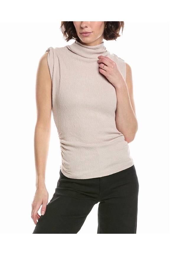 womens Campbell Ruched Mock Neck T-Shirt, xs