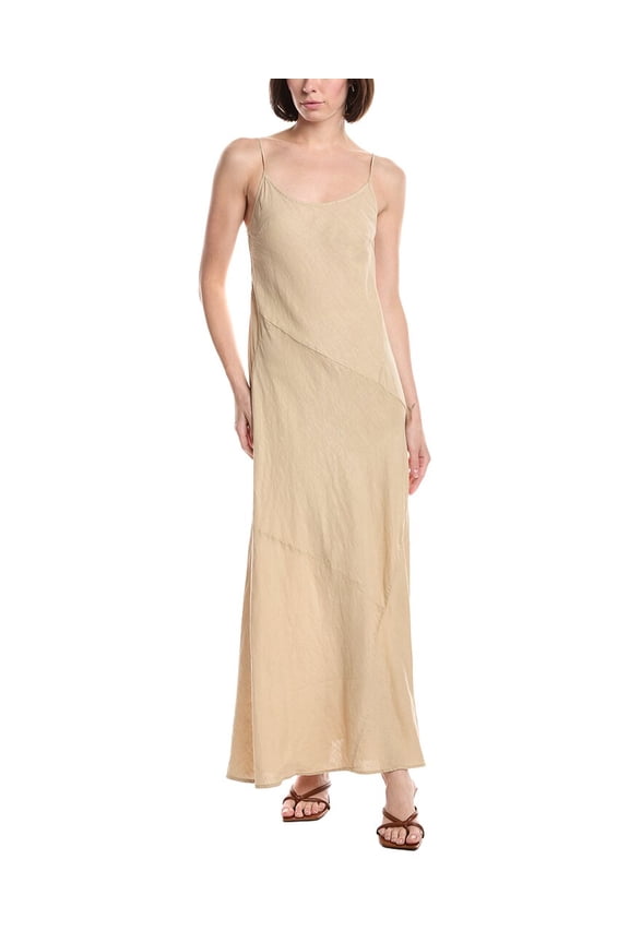 womens Cecily Patchwork Linen Midi Dress, xs