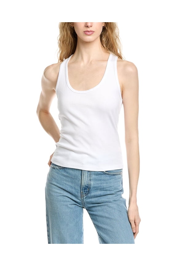 womens Cher Scoop Neck Tank, l, White