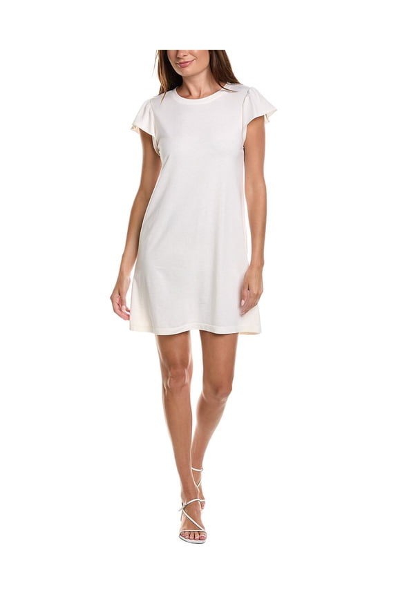 womens  Dena Ruffle Sleeve T-Shirt Dress, s, White