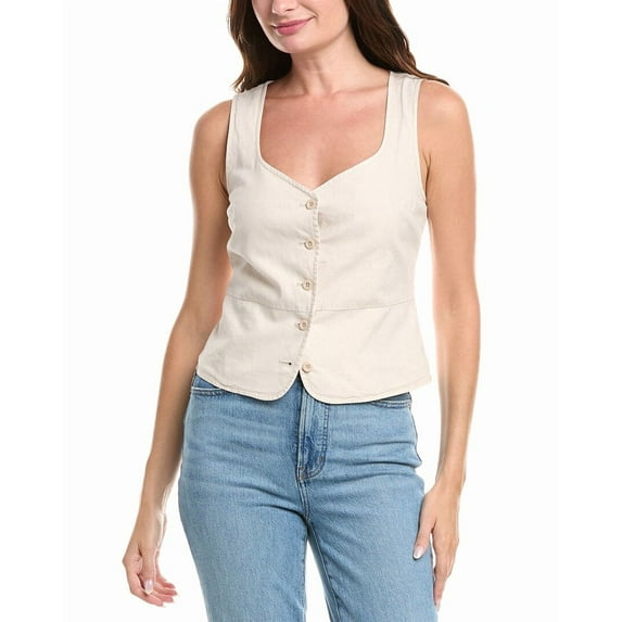 Michael Stars womens Honey Linen-Blend Button Vest, XL, Gray