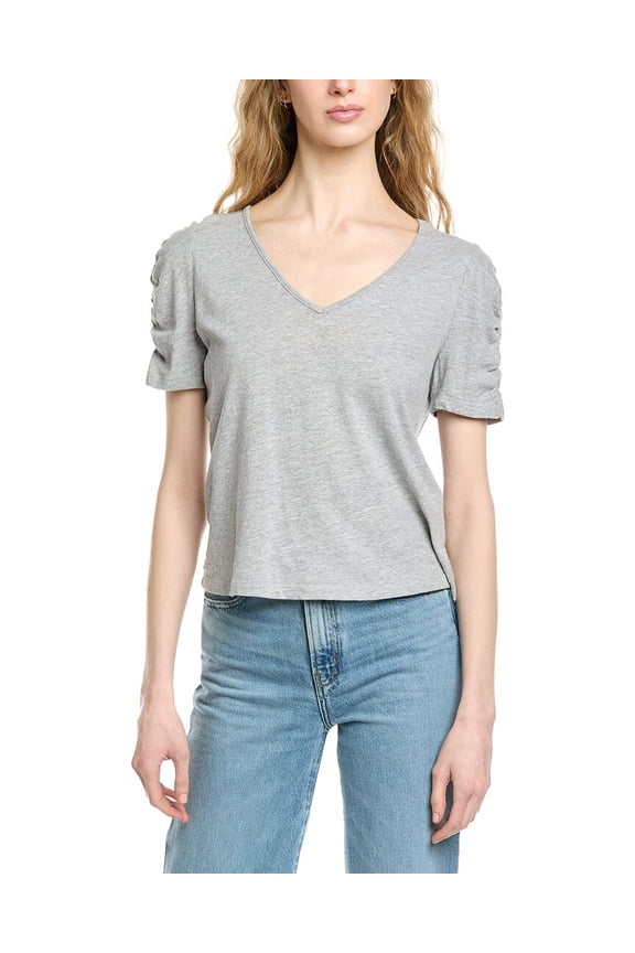 womens Josie Ruched Sleeve T-Shirt, m, Grey