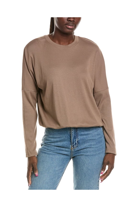 womens Kaley Crewneck T-Shirt, xs, Brown