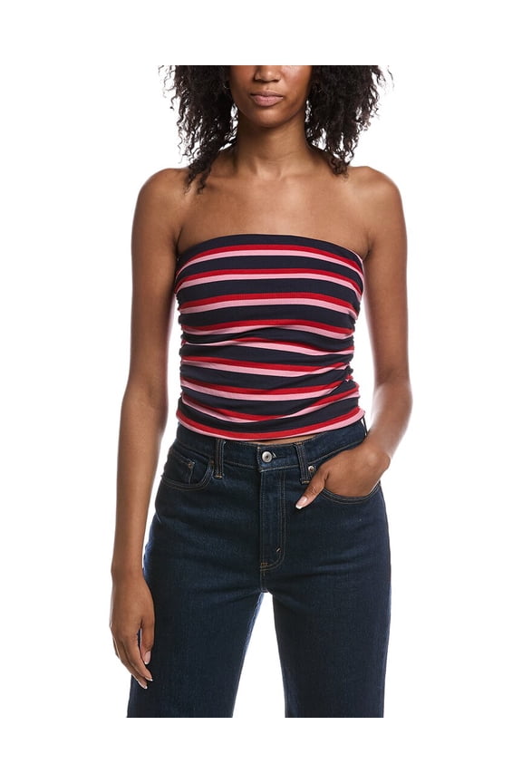 womens Leti Striped Tube Top, m, Navy