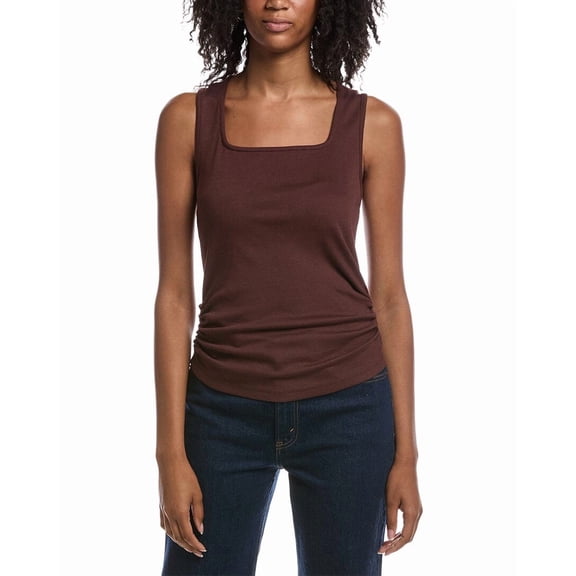 Michael Stars womens Maccoy Square Neck Tank Top, l, Brown