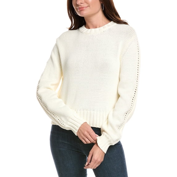 Michael Stars womens Merle Sweater, l, White