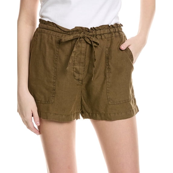 Michael Stars womens Paulette Linen Ruffled Waist Short, L