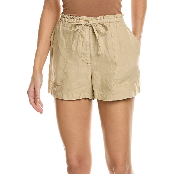 Michael Stars womens Paulette Linen Ruffled Waist Short, L