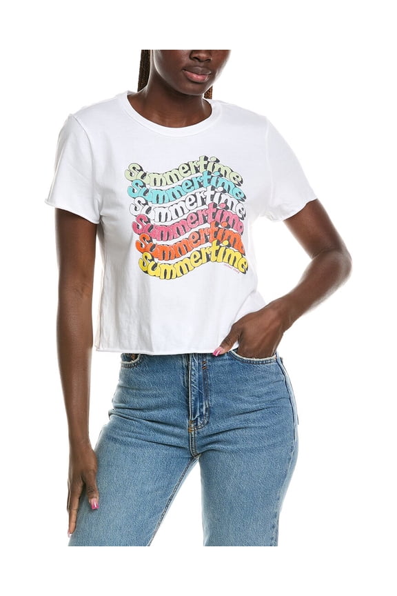 womens Summertime Cropped T-Shirt, m, White