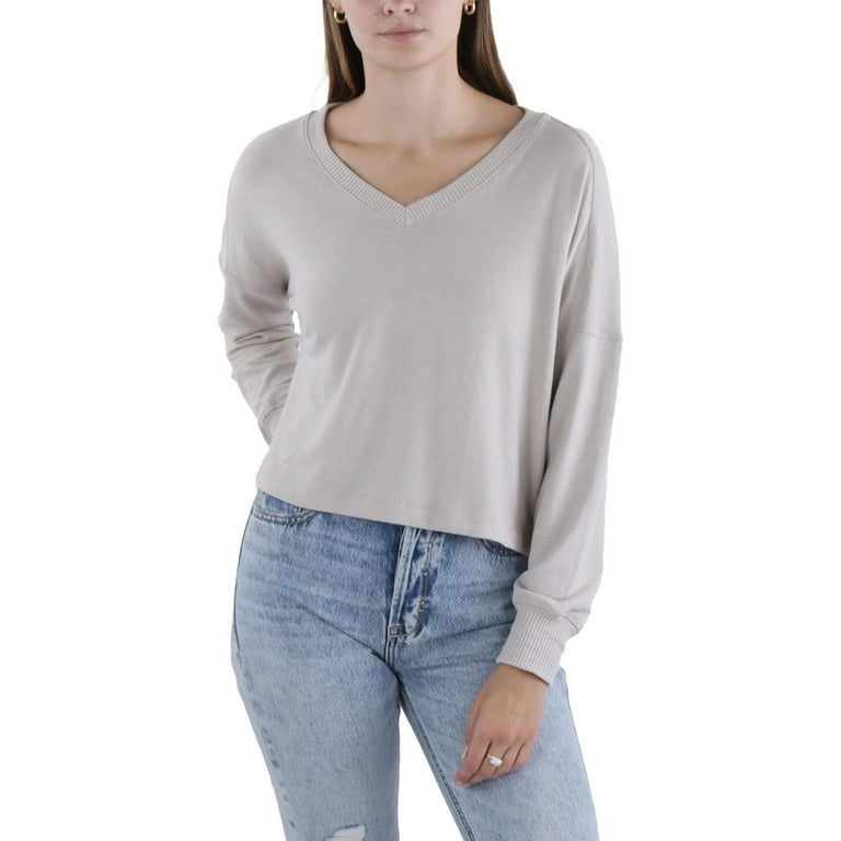 Michael Stars Womens V Neck Ribbed Trim Pullover Sweater