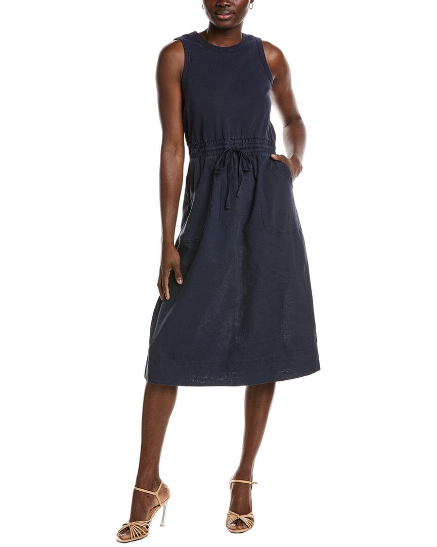 Michael Stars womens Wilhelmina Mixed Media Linen-Blend Midi Dress, xs,  Blue - Walmart.com