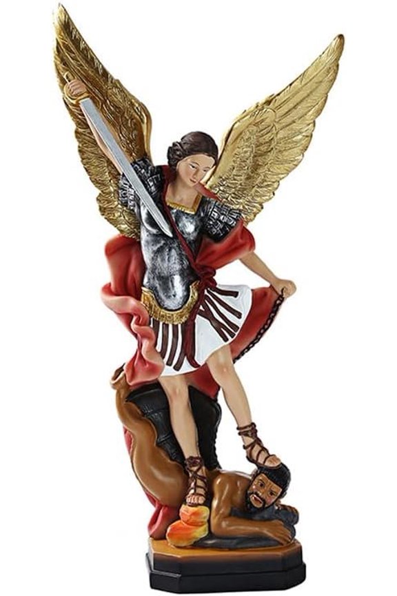 Michael Statue, San Miguel Arcangel Statue Figurine, Saint Archangel Michael Defeated Demon, Religious Saint Angel Statue, 8.7inch