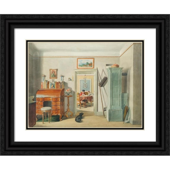 Michael Stohl 18x14 Black Ornate Wood Framed Double Matted Museum Art Print Titled - Interior (1872)