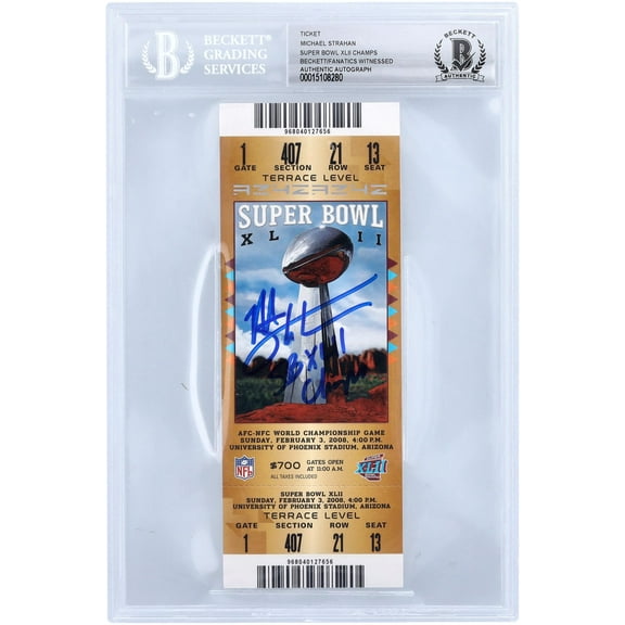 Michael Strahan New York Giants Autographed Ticket with "SB XLII Champs" Inscription - Beckett/Fanatics Witnessed - Fanatics Authentic Certified