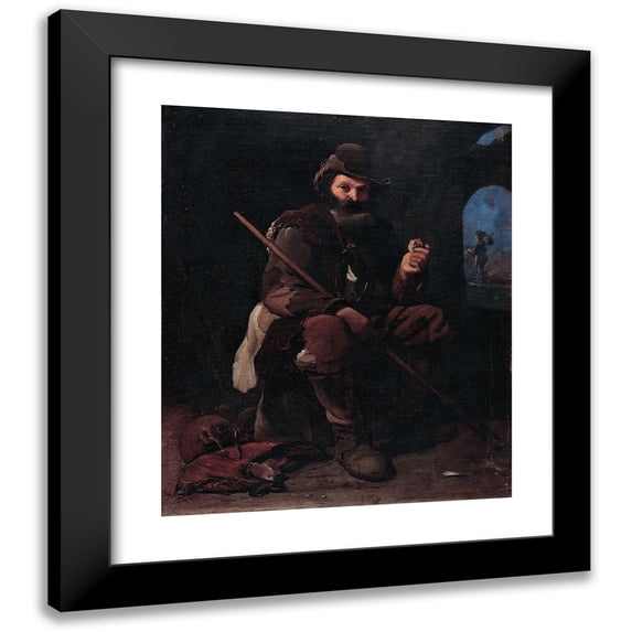 Michael Sweerts 12x14 Black Modern Framed Museum Art Print Titled - Old Pilgrim (1650)