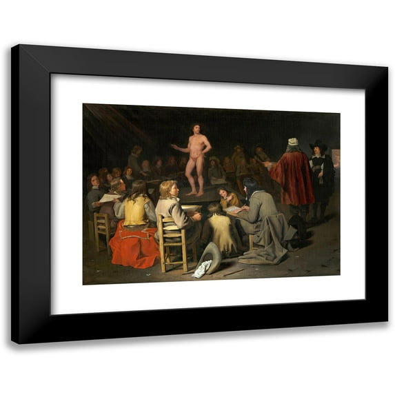 Michael Sweerts 24x18 Black Modern Framed Museum Art Print Titled - The Drawing Class (1660)