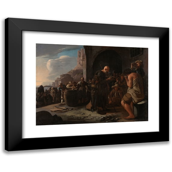 Michael Sweerts 24x19 Black Modern Framed Museum Art Print Titled - Refreshing the Thirsty (C. 1646 - C. 1649)
