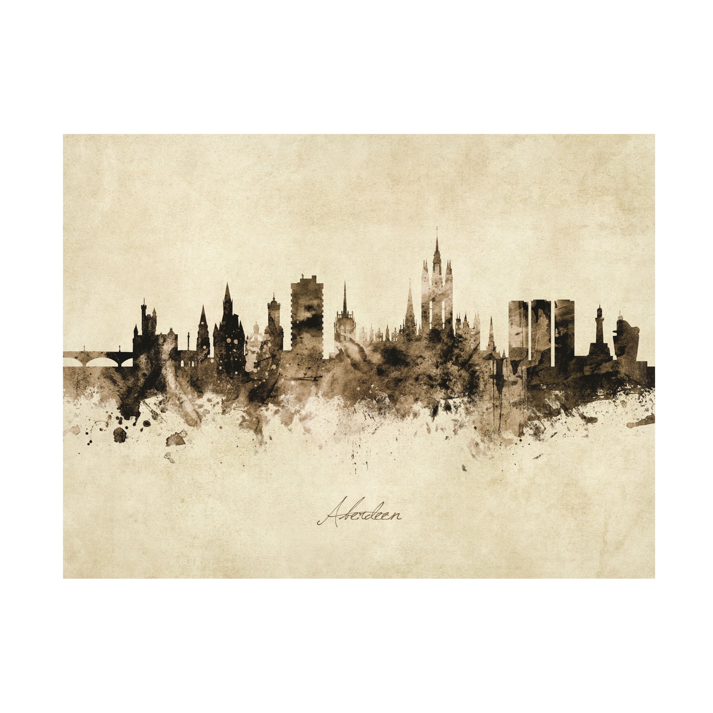 Michael Tompsett 'Aberdeen Scotland Skyline Vintage' Canvas Art