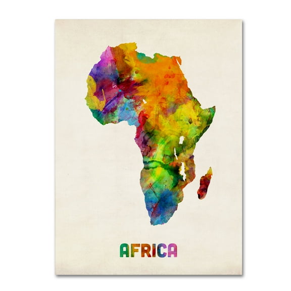 Michael Tompsett 'Africa Watercolor Map' Canvas Art